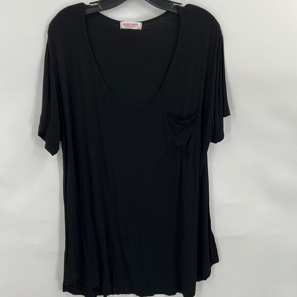 Belaroi Tops - Women's Plus Size V Neck Black Short Sleeve Top Tunic Size 2 X